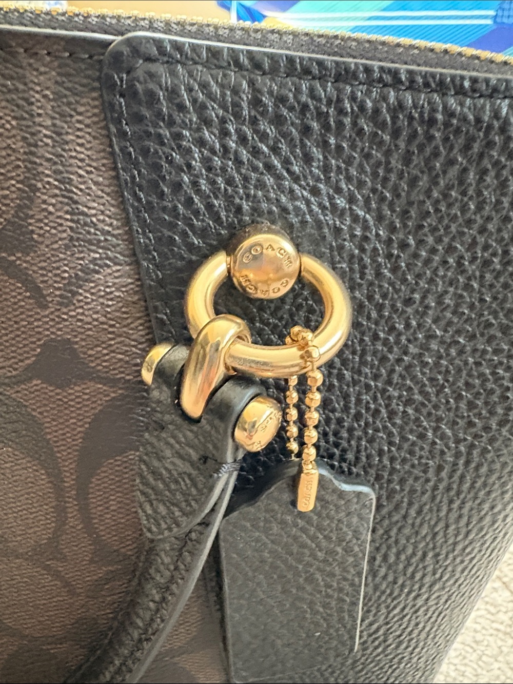 Coach Brown/Black Signature Tote with Gold-Tone Hardware - Picture 3 of 6